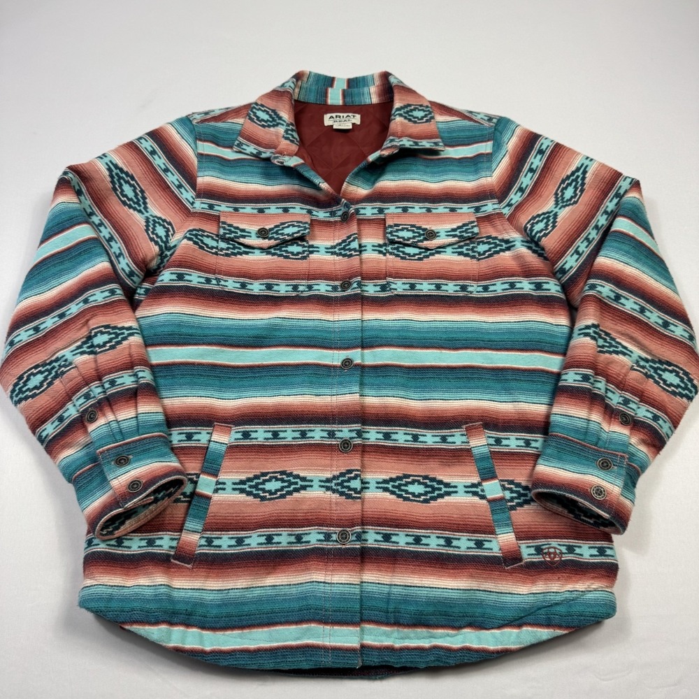 Ariat Shacket Flannel Quilt Lined Southwestern Cowgirl Multicolor Women's Medium